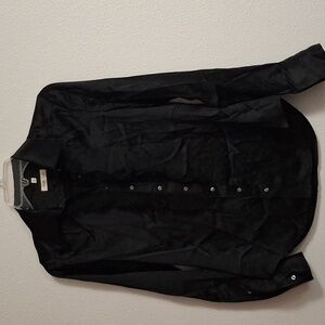 Martin + Osa 100% silk Ruffle black button down shirt Size 0